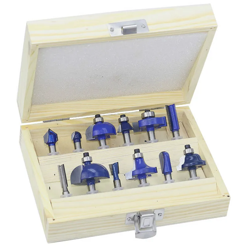 

12pcs 1/4" 6.35mm Shank Professional Tungsten Router Bits Woodworking Milling Cutter Router Bit Set for Mini Trimming Machine