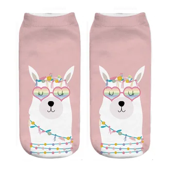 

2019new Lovely cartoon Alpaca pattern woman boy and girl's 3D printing socks drop shipping