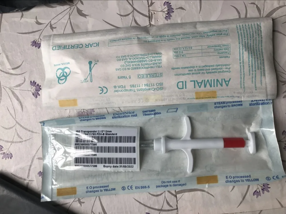 

100pcs FREE SHIPPING RFID Microchip syringe with transponder 2.12x12mm FDX-B free ICAR number