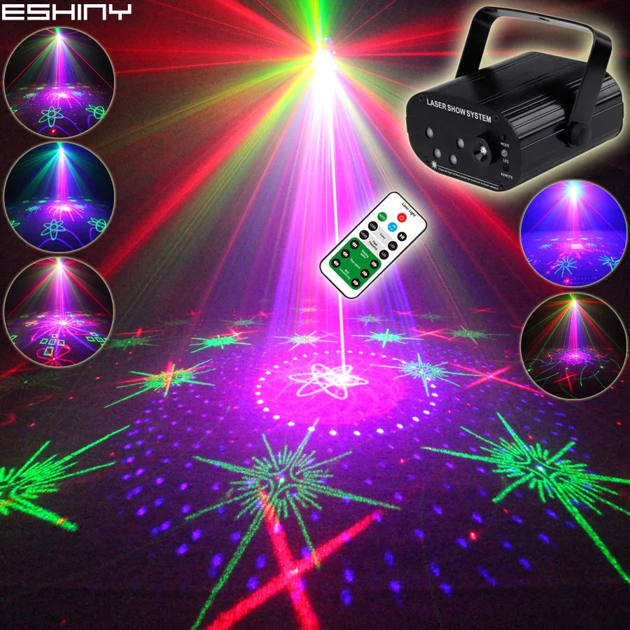 ESHINY البسيطة RGB 5 عدسة الليزر 128 أنماط العارض الأزرق Led نادي المنزل حزب بار DJ ديسكو عيد الميلاد الرقص المرحلة تأثير ضوء N60T155