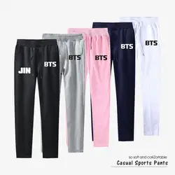 BTS love yourself Брюки повседневные спортивные брюки 100% хлопок брюки Jogger slim fit k-pop Мужская и женская одежда к качеству