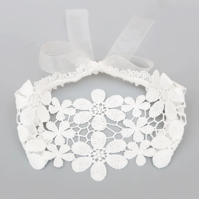 Silicone Anti-lost Chain Strap Adjustable  2022 1 Pcs Baby bow girls Lace Headbands pearl flowers Headband Headwear Hair Band Baby Hair Accessories Girls Christmas Gifts new born baby accessories	 Baby Accessories