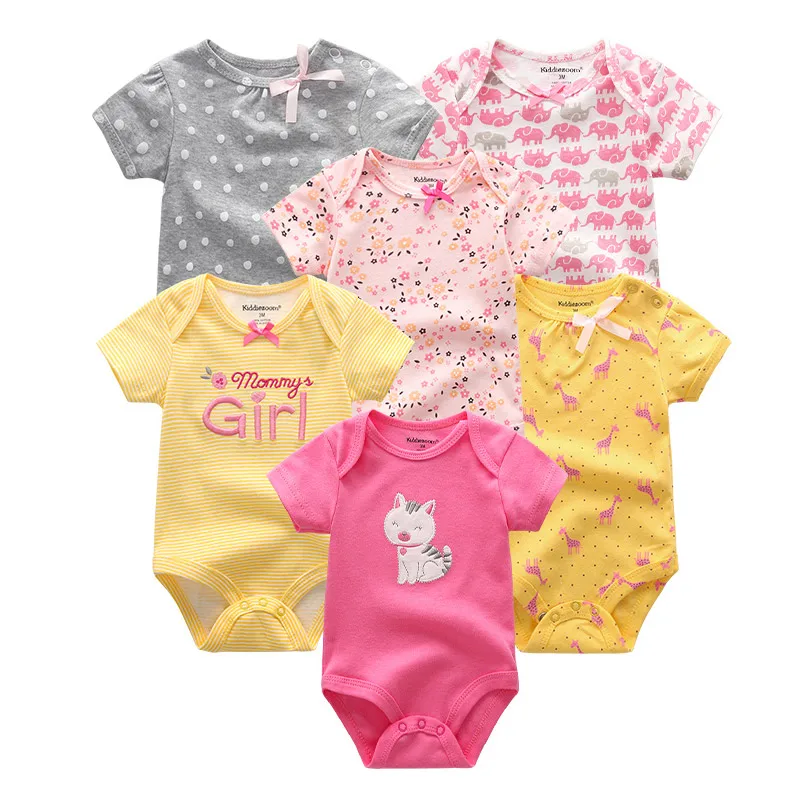 

6 PCS/lot baby bodysuits unisex short sleevele baby Jumpsuit O-neck 0-12M baby clothing Cotton roupa bebe baby girl clothes