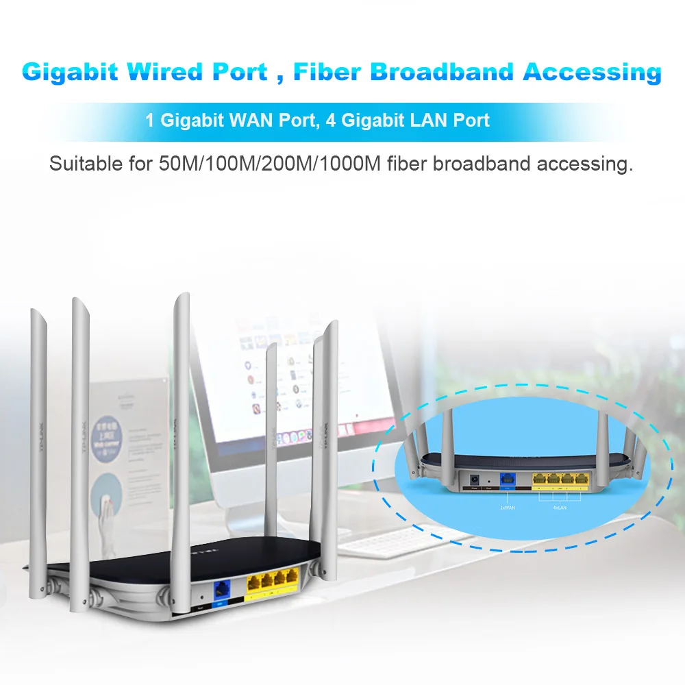 Tp Link WDR7400 Гигабитный беспроводной Wi Fi маршрутизатор 6 Антенна 2 4 ГГц и 5 AC2100 Мбит/с