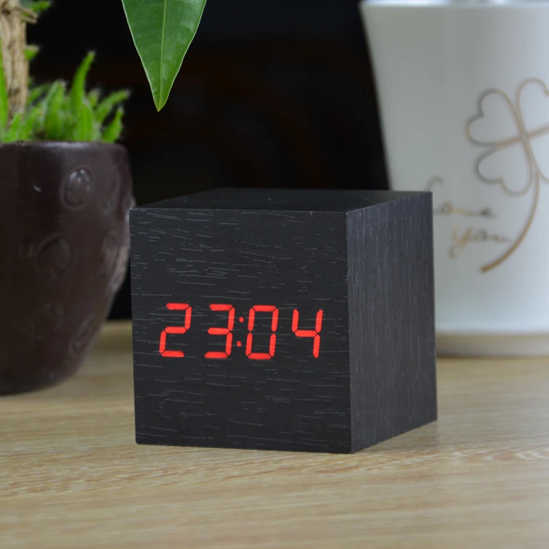 FiBiSonic деревянный светодиодный Будильник с контролем звуков температуры светодиодный электронный настольный цифровые настольные часы