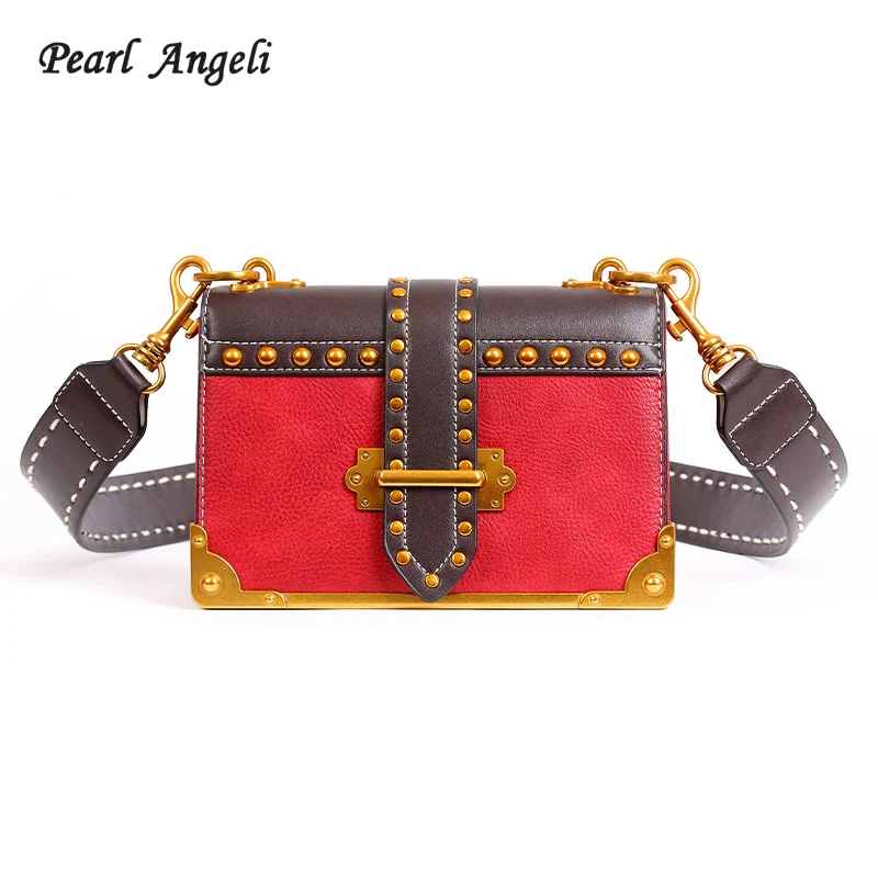 

Pearl Angeli 2018 Fashion Women Handbag Ladies Belt Gold Buckle Rivet Shoulder Bag Crossbody Bags for Party Office Bolsos Mujer