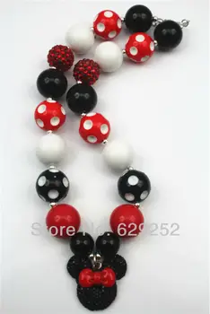 

10Pcs Lot Red Knot Mickey Necklace Girls Chunky , Girls Bubblegum Chunky CB076(3)