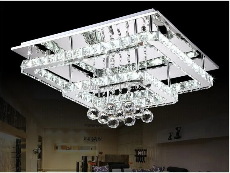 Square Shaped Modern LED Diamond Crystal Ceiling Light Fitting Crystal