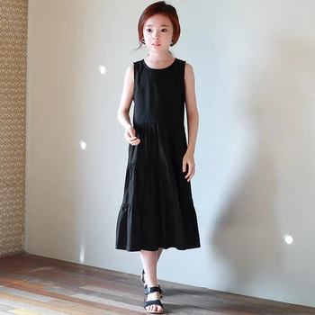 

2019 New Children Girls Cotton Solid Dresses Kids Summer Sleeveless Vest Dresses For Girls Baby Girl Dress Clothes Vestidos T06