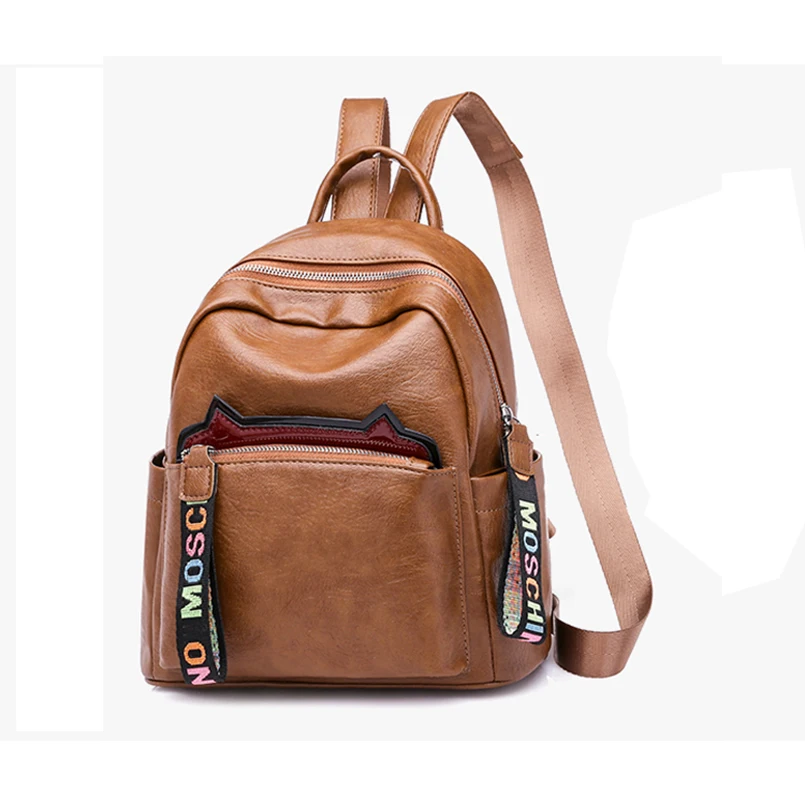 

Women Backpack Purse PU Leather Simple Design Casual Daypack Fashion School Backpack for Girls Brown/Black