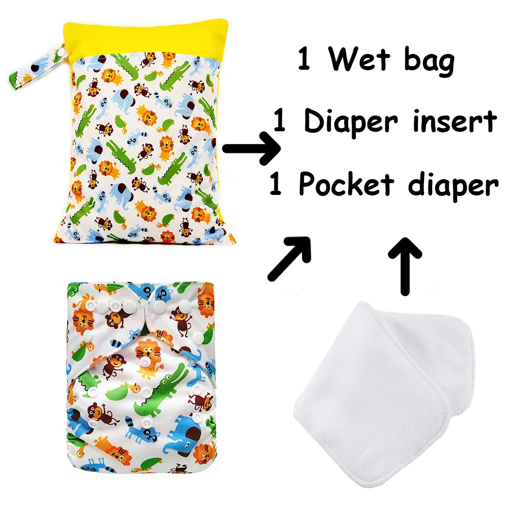 Goodbum упаковка включает мокрое мешок + Карманный подгузник + вкладыш в подгузник доступный КИТ шаблон 3-15 кг