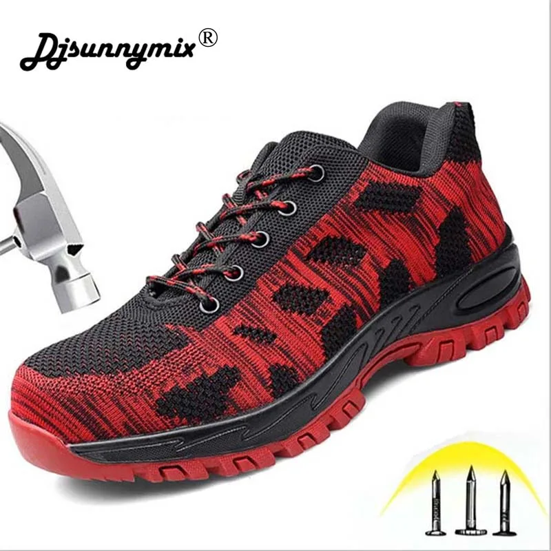 

Men's Breathable Steel Work Safety Shoes Men Outdoor Anti-slip Steel Puncture Proof Construction Safety Boots Shoes