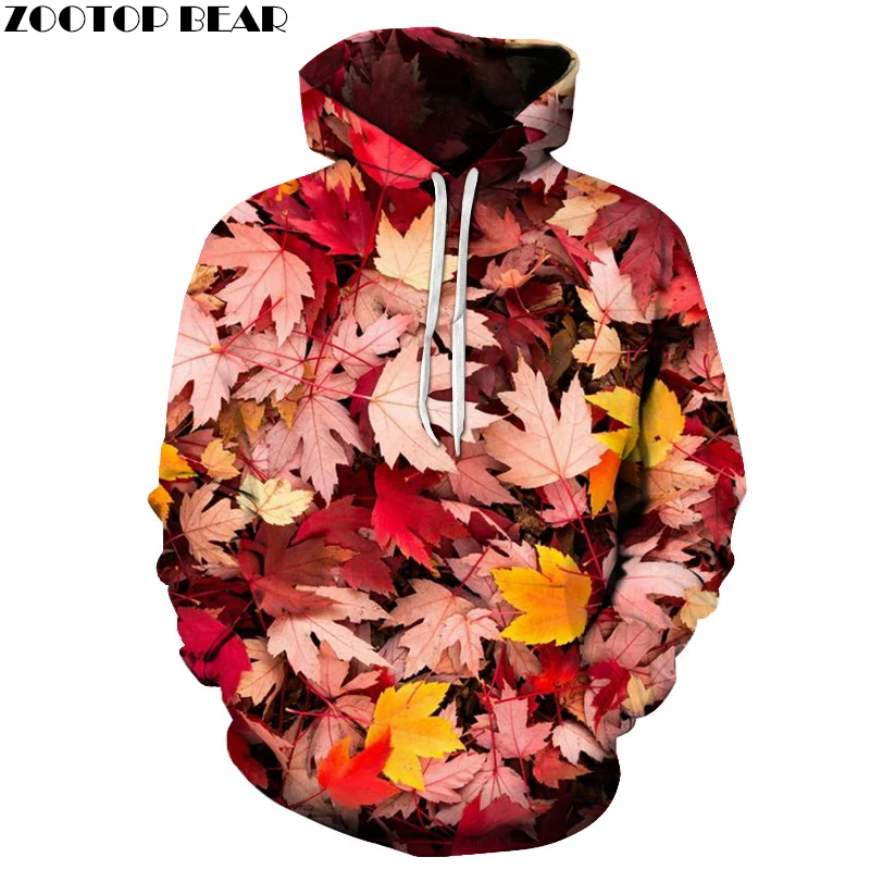 Maple Leaves Printing Hoodies for Men Women 3D Hoodie Sweatshirt