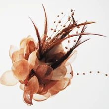 160x100 мм коричневый цветок заколка для волос перо ткань заколка для женщин вечерний Декор
