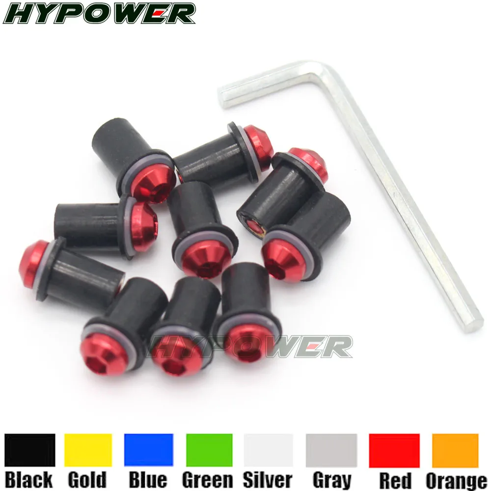 10ps Motorcycle 5mm Windscreen Windshield Bolts Screw Nut Fastener Kit