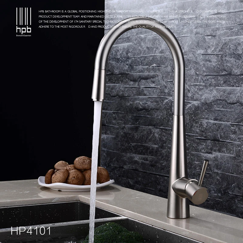 Free Shipping Quality Brushed Kitchen Faucet Mixer Tap Swivel Spout Pull Out Spray Head Cold Hot  Brass Sink faucet Water tap