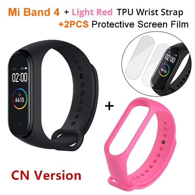 New Original Xiaomi Mi Band 4 Smart Color Screen Bracelet Heart Rate Fitness Bluetooth 5.0 Swimming Waterproof Sports Band - Color: miband4 N LightRedSt