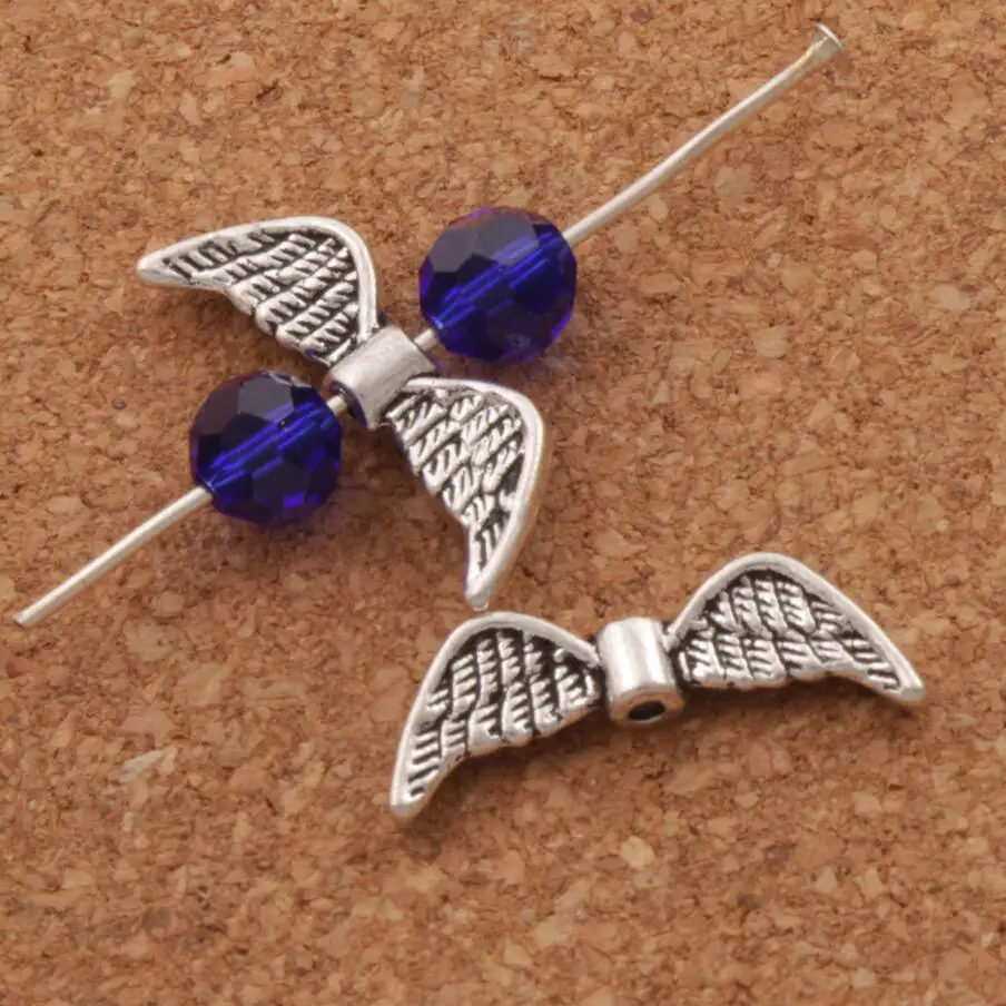 Angel Wing Beads 23mm Tone Antique Silver Metal Making