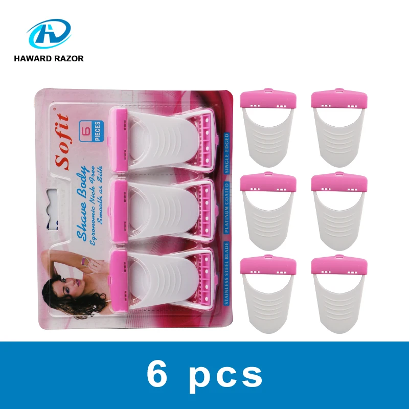 

HAWARD Women's Disposable Razor Bikini Trimmers Safety Razor Single Blade Body & Armpit Razor 6 Pcs