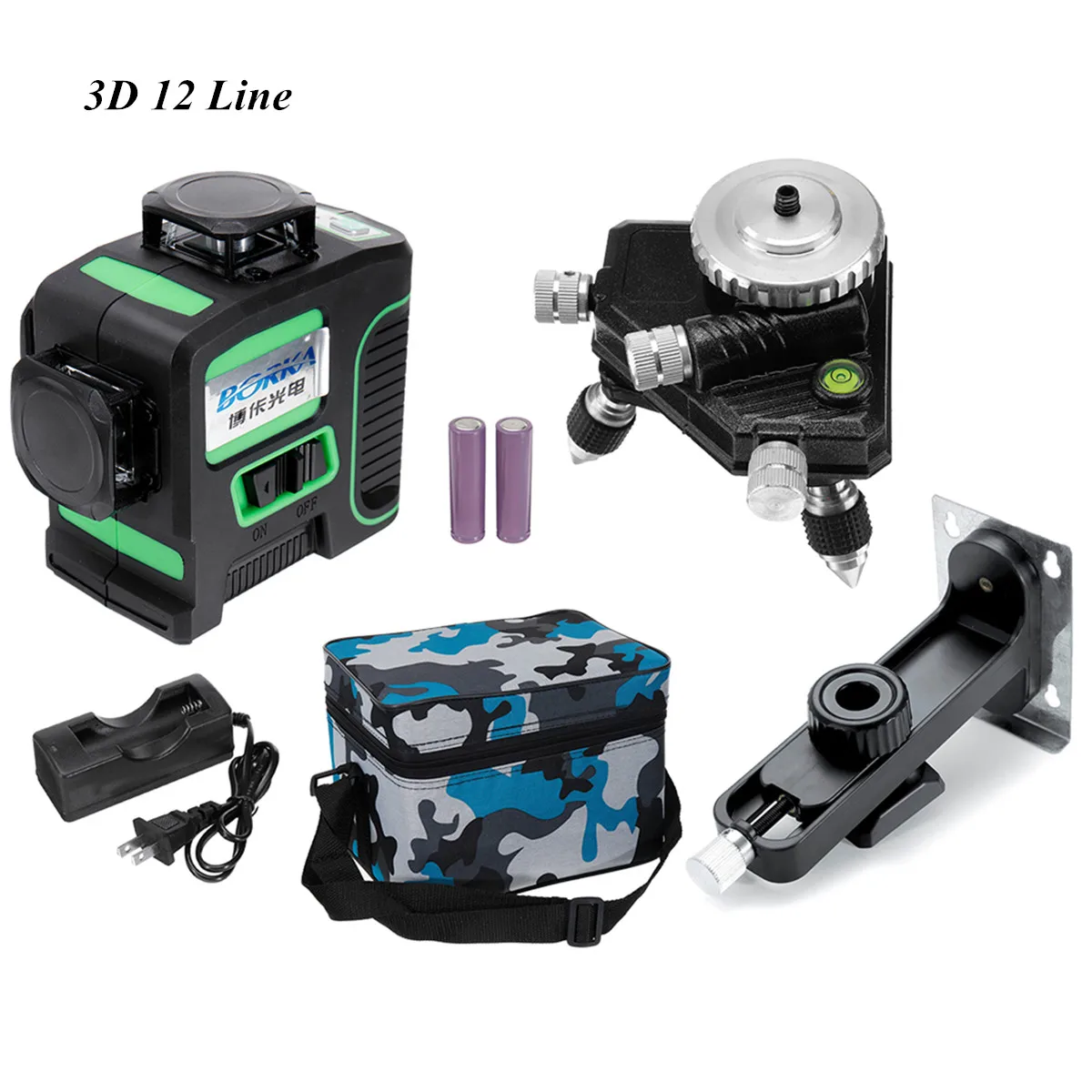 

Laser Levels 12 Lines 3D Green Laser AC 100-240V Self Leveling 360 Degree Horizontal & Vertical Cross Waterproof Stability