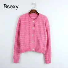 Cute Wool Cardigan Women 2019 Spring Single Buttons Striped Pink Women's Sweater Cardigan Runway Knitted Tops Outwear Streetwear Cute Wool Cardigan Women 2019 Spring Single Buttons Striped Pink Women's Sweater Cardigan Runway Knitted Tops Outwear Streetwear