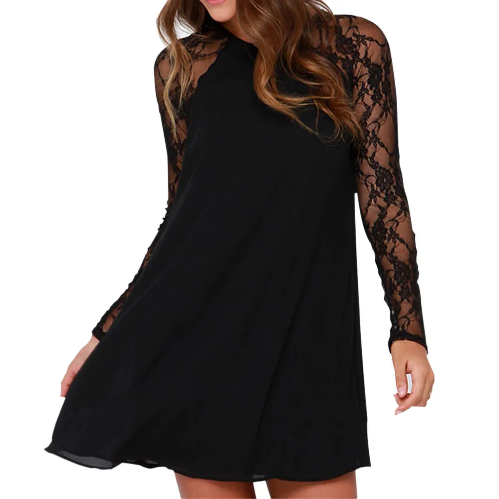 

Black Summer Dress 2019 Sexy Women Casual Short Sleeve Beach Short Dress Solid Black Mini Lace Dress Vestidos Plus Size Hot sale