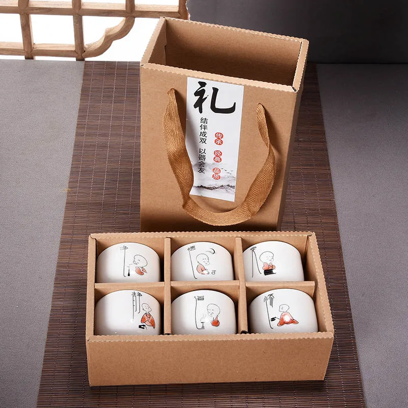 Набор керамических чашек, ручная роспись, 6 шт., китайский чайный сервиз, чайный набор кунг-фу, чайная чаша для путешествий, китайский фарфоровый чайный набор, креативные подарки