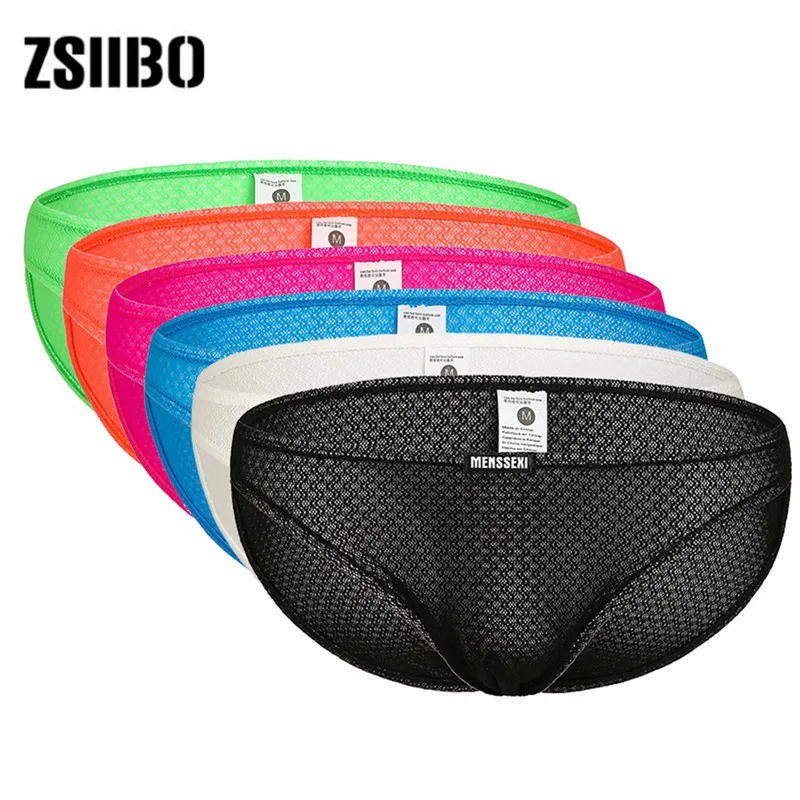 Men Underwear Mesh Qucik-Dry Sexy Men Briefs Breathable Mens Slip Male Panties Underpants Briefs 6 colors