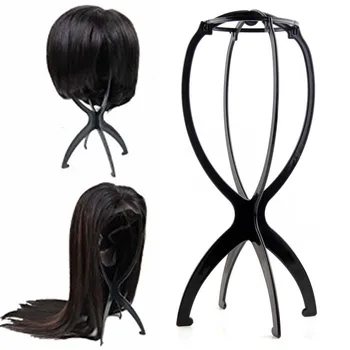 

1Pcs Black Wig Holders Wig Stand Portable Folding 36cm*16cm Plastic Stable Durable For Hair Salon Display Styling Tools