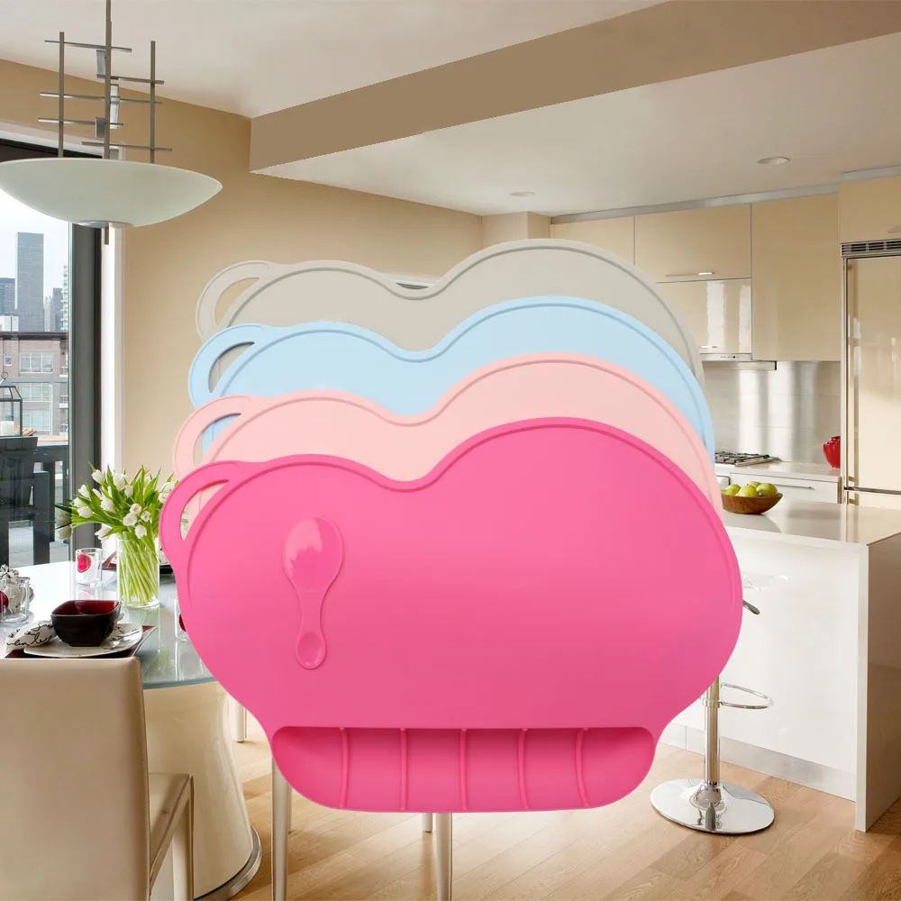 

Food-grade Silicone Portable Antibacterial Table Mat Mobile Plate Mat Baby Use Meal Plate Especially suitable for baby 2018