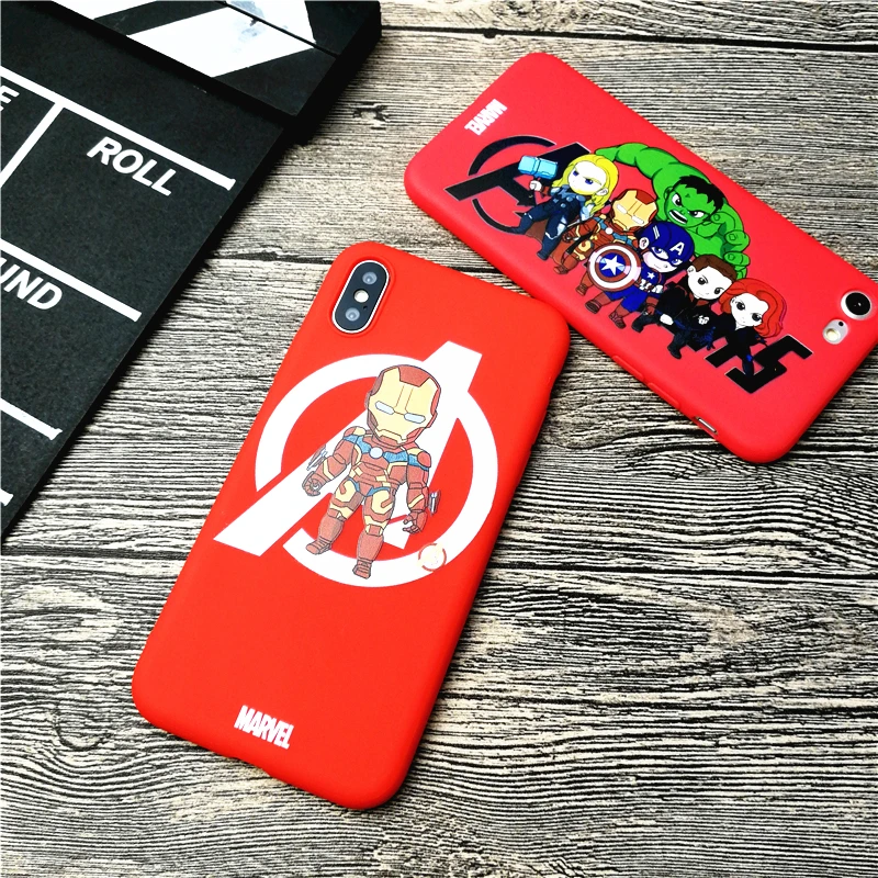 

Original Marvel case for iPhone X XS MAX XR 10 8 7 6 6s plus 5 5s se luxury matte silicone phone cover iron Man funda coque capa