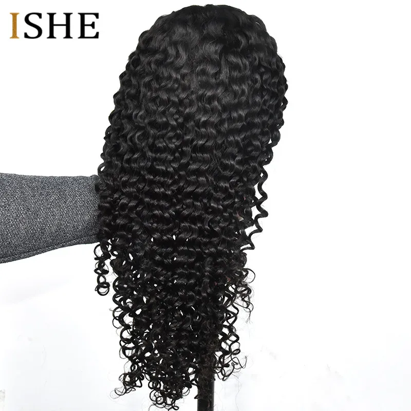 Transparent Full Lace Human Hair Wigs Preplucked With Baby Hair Deep Wave Wavy Remy Glueless 13x6 Front Lace Wig For Women Black