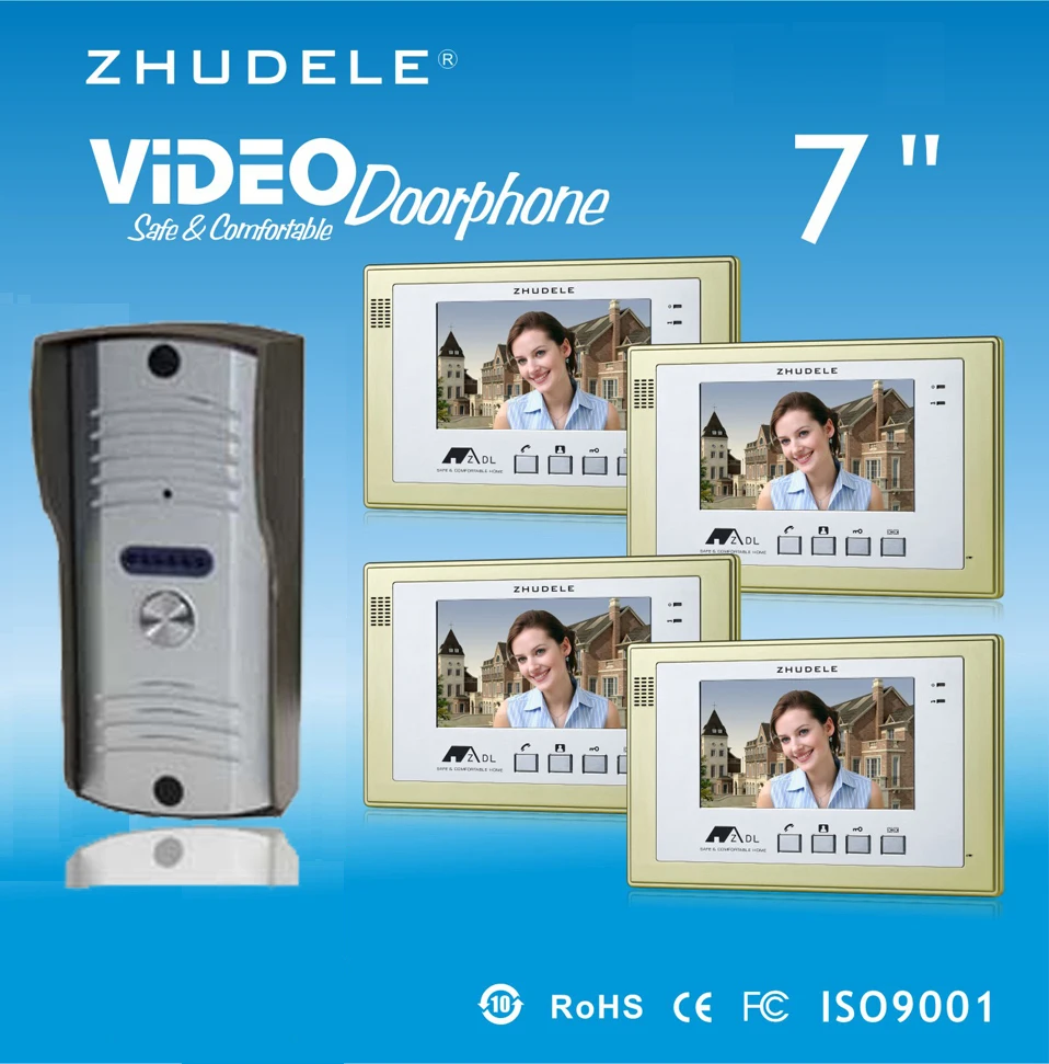 ZHUDELE Home Security System Kits 4X7"Video Door Phone