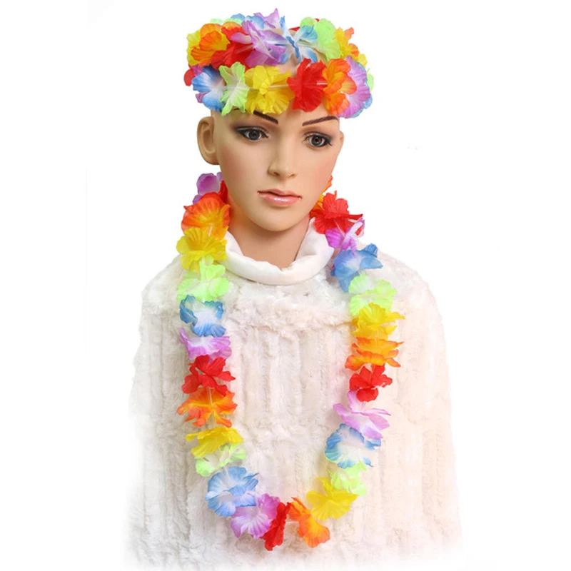 

10Pcs Set Hawaiian Flower Garland Necklace for Beach Fancy Dress Wedding Party