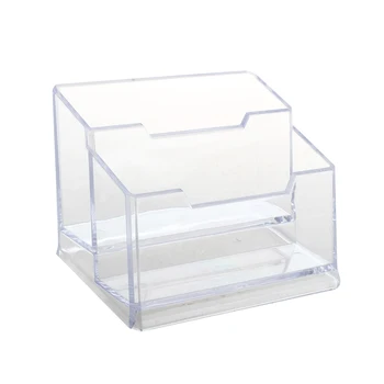 

5 PCS of Transparent Plastic Bussiness Card 2-Tier Stand Holder