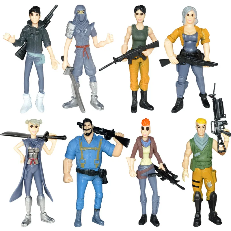 

1pcs Fortnight . Battle Royale Action Figures 4.5'' Fortnight PVC Characters + Weapons Collection Model Toys for children Gift