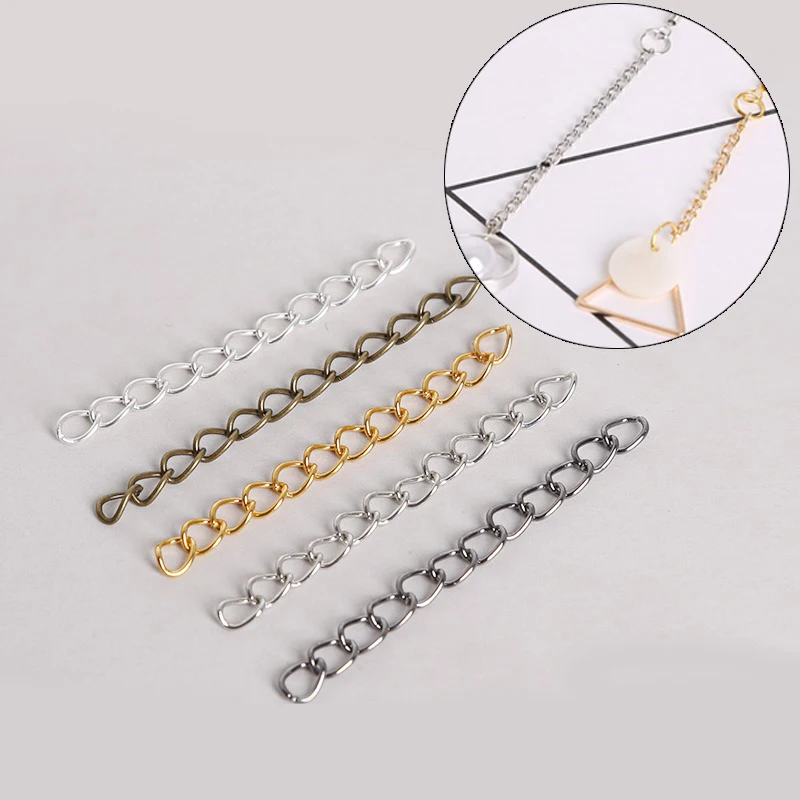 

100pcs/pack Rich Color Metal Bulk Tail Chains Extended Extension Chain for Bracelets Necklace Earring DIY Jewelry Making