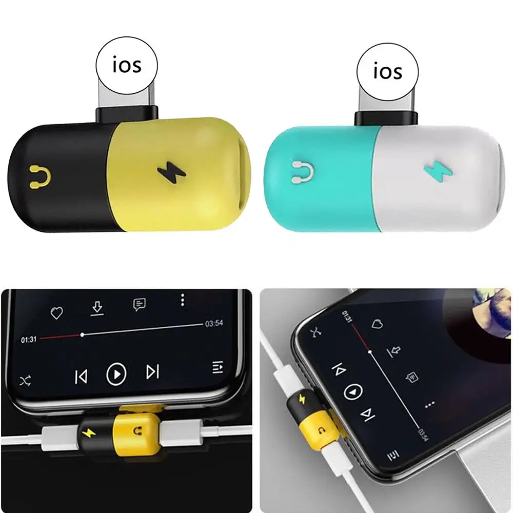 

2 in 1 Pill Capsule Mini Audio & Charge Splitter Adapter for Type-C Devices iPhone 7 8 Plus Headphone Music Converter