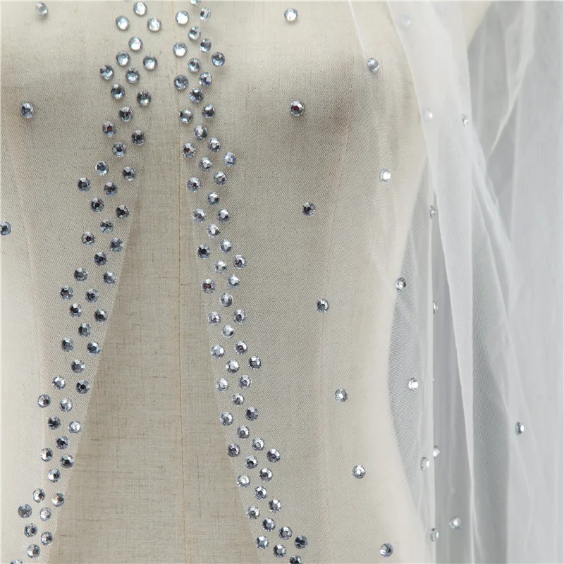 Однослойная Тюлевая свадебная вуаль с застежкой|veil with rhinestones|wedding veilwedding veil rhinestones