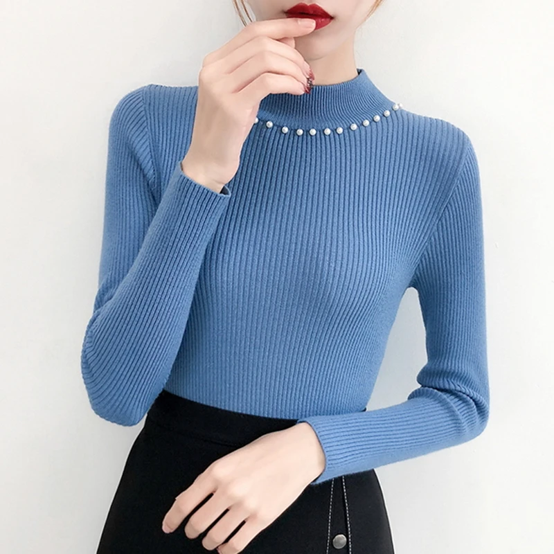 Sweater Women Turtleneck Thick Sweaters Women Beading Knit Sweater Women Sweaters and Pullovers Plus Size Sueter Mujer Invierno