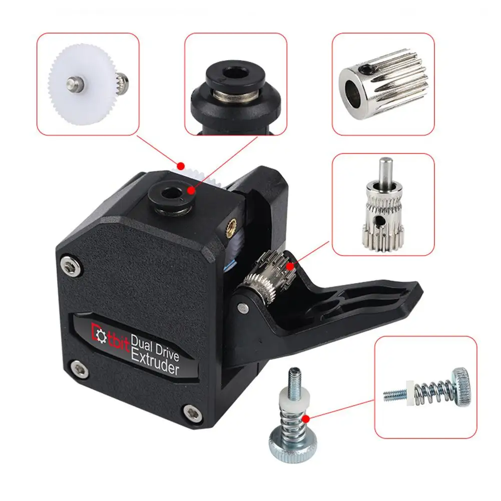

3D printer Deceleration Extruder 3D Printing Soft Consumables Double Gear Extruder for Wanhao D9 Creality CR10 Ender 3 Anet E10