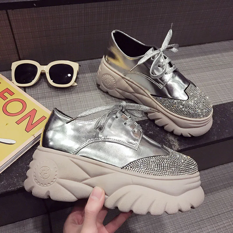 

Increasing 8cm Women Sneakers 2019 Spring Women Platform Shoes Fashion Bling Crystal Leopard Thick Soled Shoes Chunky Sneakers