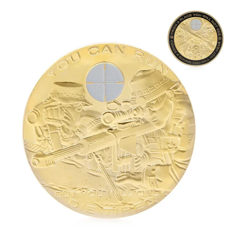 

OOTDTY Collectible Coin You Can Run But You Will Only Die Tired Snipers Commemorative Coin Challenge New
