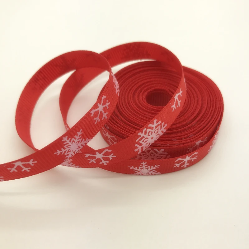 5 ярдов/партия 3/" 10 мм корсажная лента с принтом рождественских снежинок для свадебного Рождественского украшения DIY швейное ремесло#07