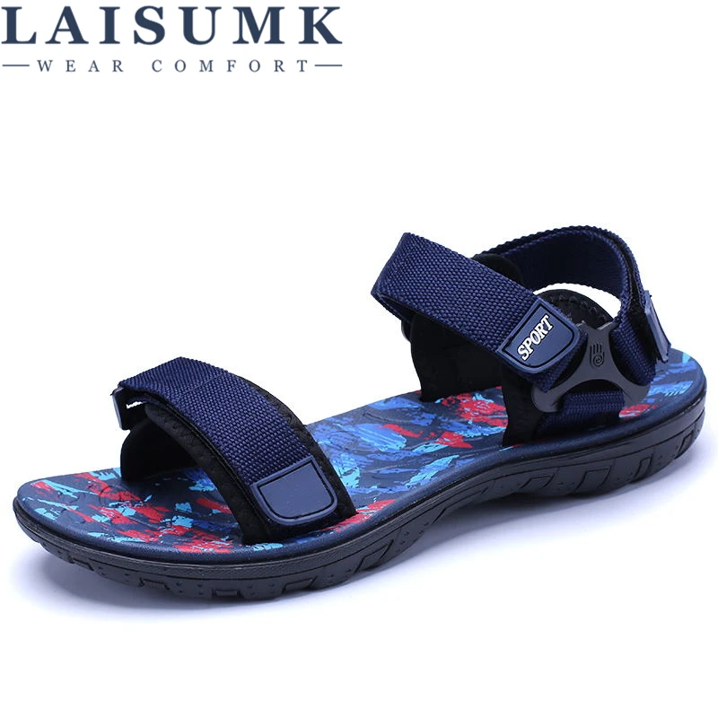 

LAISUMK High Quality Brand Fashion Cool Men Beach Sandals 2019 High Quality Summer Sandals Men Breathable Casual Beach Fashion