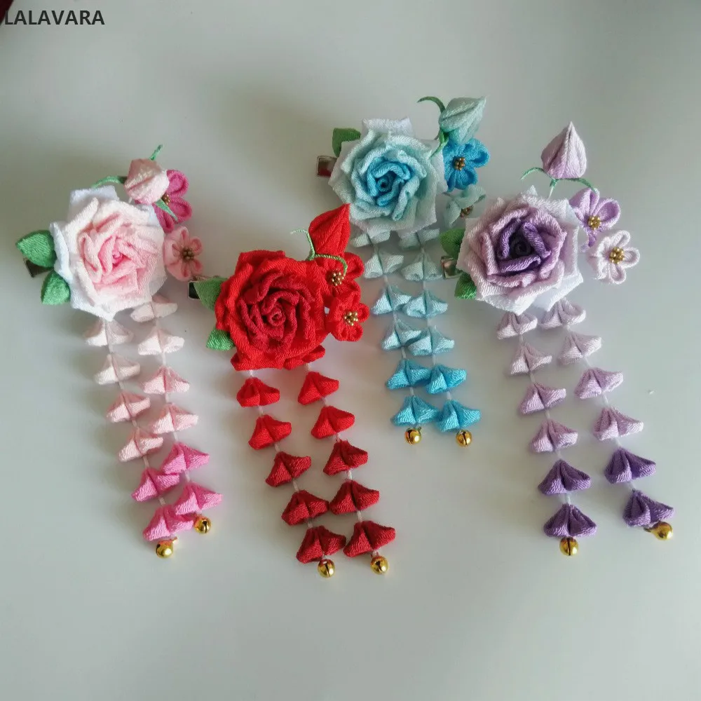 

LALAVARA 5pcs custom Japanese traditional Hair Accessories Maiko Kanzashi flower wedding bridal headwear pins