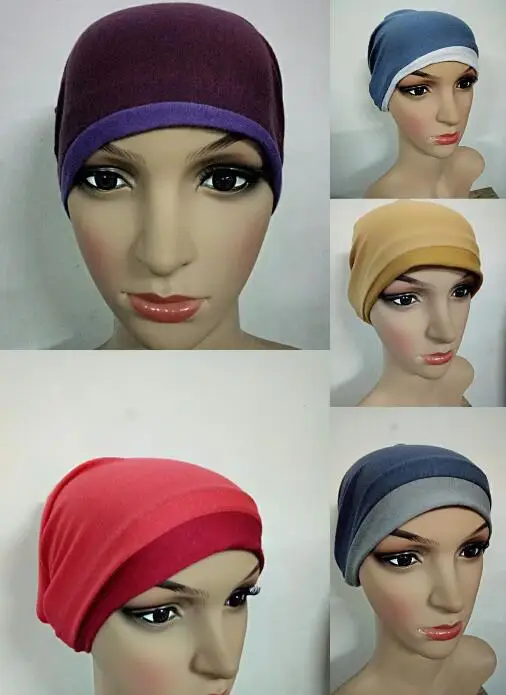 underscarf islamic head tube turban soft cotton headband inner chemo