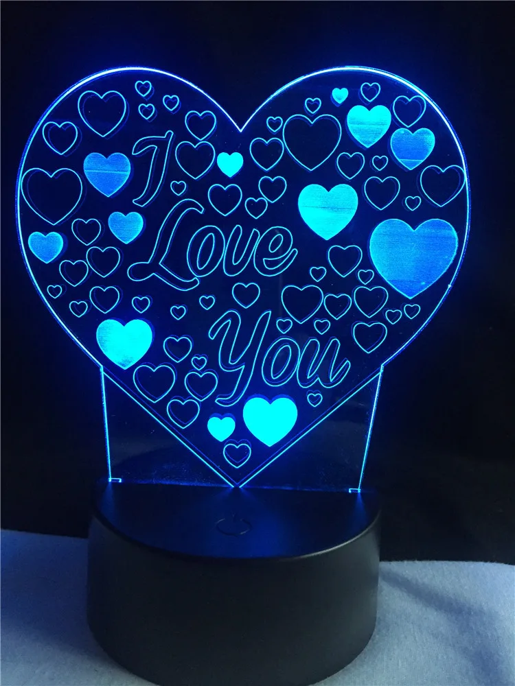Love Heart Led 3D Lamp LED USB Table Mood Night Light  Multicolor Luminaria Change Table Lamp Led Light