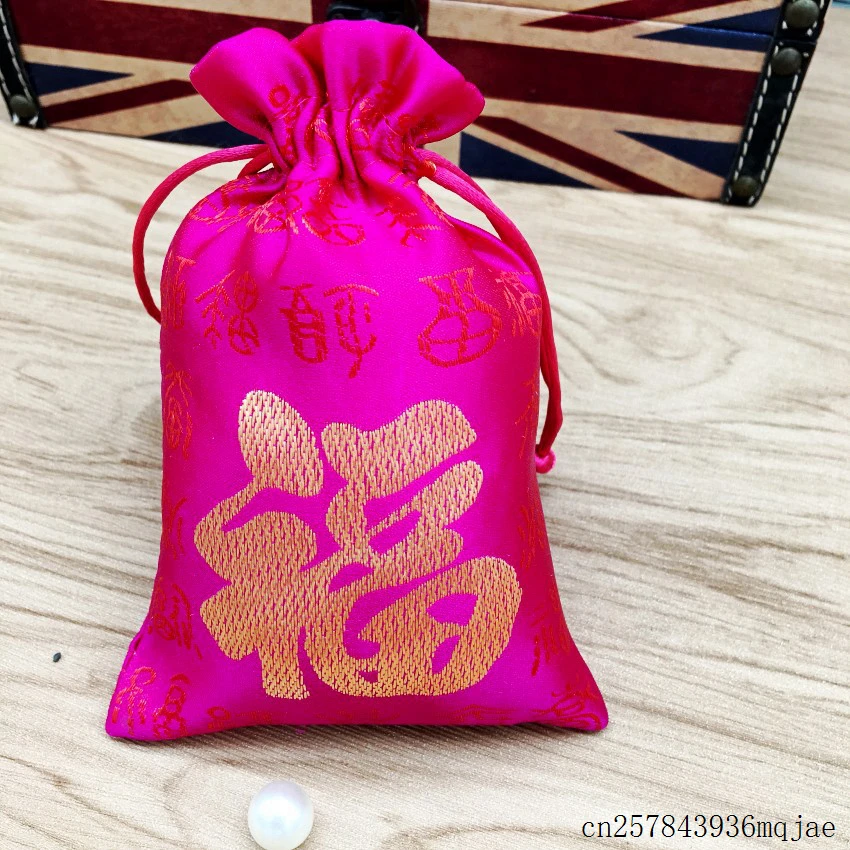 200 шт ювелирные изделия мешок Lucky Drawstring сумка свадебный мешок конфет печати вышивка подарочные пакеты случаях