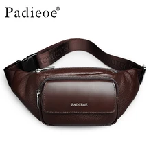Padieoe Echtem Leder männer Taille Packs New Designer Leder Lässig Hüfttasche Hohe Qualität Unisex Taille Gürteltasche tasche